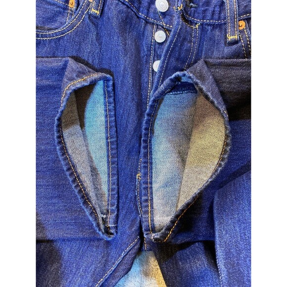 501 Button Fly, Men's, Denim Jeans 34 x 30, 100% Cotton, Dark Stone Wash - Picture 9 of 11